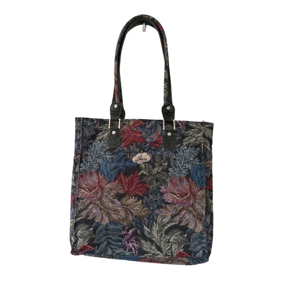 Skyway Handbags - Womens Vintage Floral Tapestry Skyway Shoulder Travel Bag
